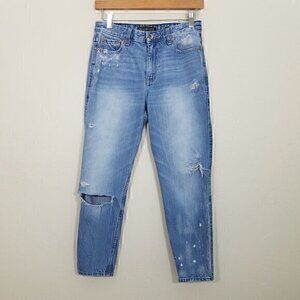 Abercrombie & Fitch Girlfriend High Rise Distressed Jeans Blue‎ Size 27